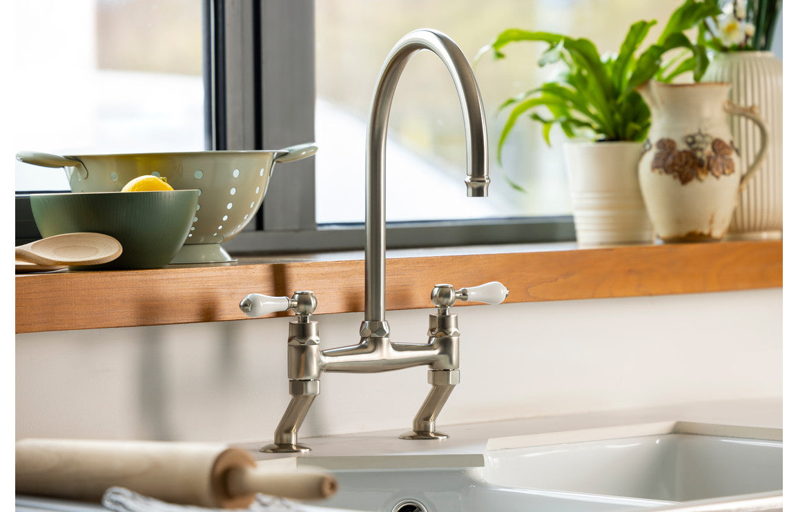 Abode Ludlow Bridge Mixer Tap - Brushed Nickel