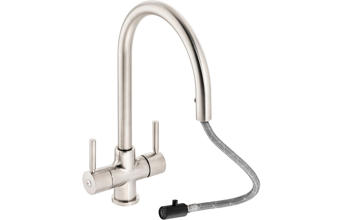 Abode Zest Monobloc Pull-Out Mixer Tap - Brushed Nickel