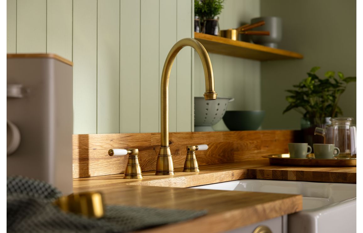 Abode Oxbury 3 Part Mixer Tap - Antique Brass