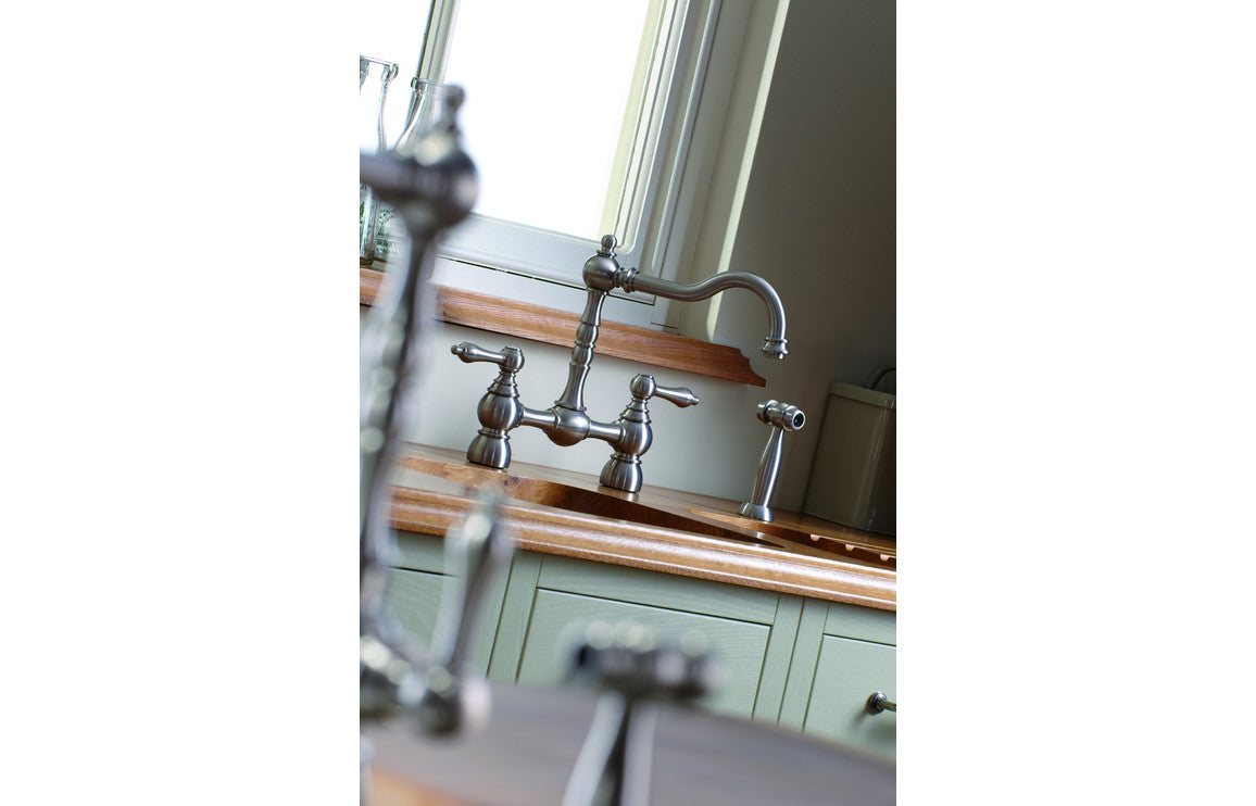 Abode Bayenne Bridge Mixer Tap w/Handspray - Pewter