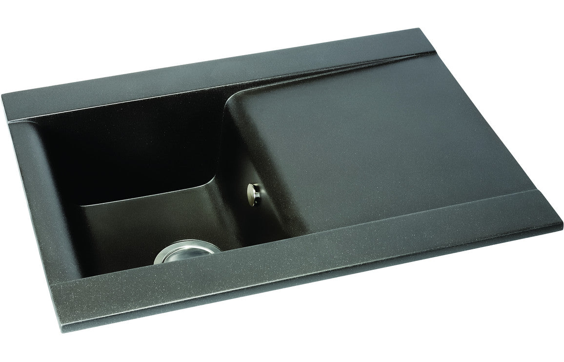 Abode Aspekt 1B & Drainer Granite Inset Sink - Black Metallic