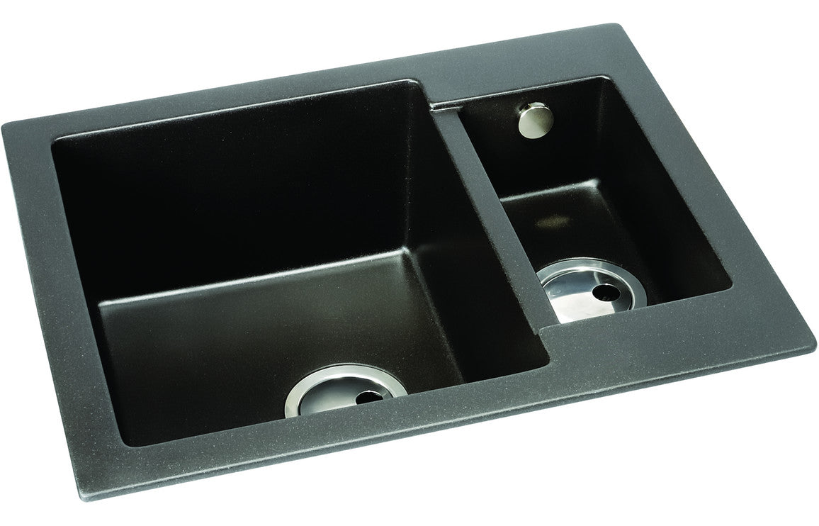 Abode Zero 1.5B Granite Inset Sink - Black Metallic