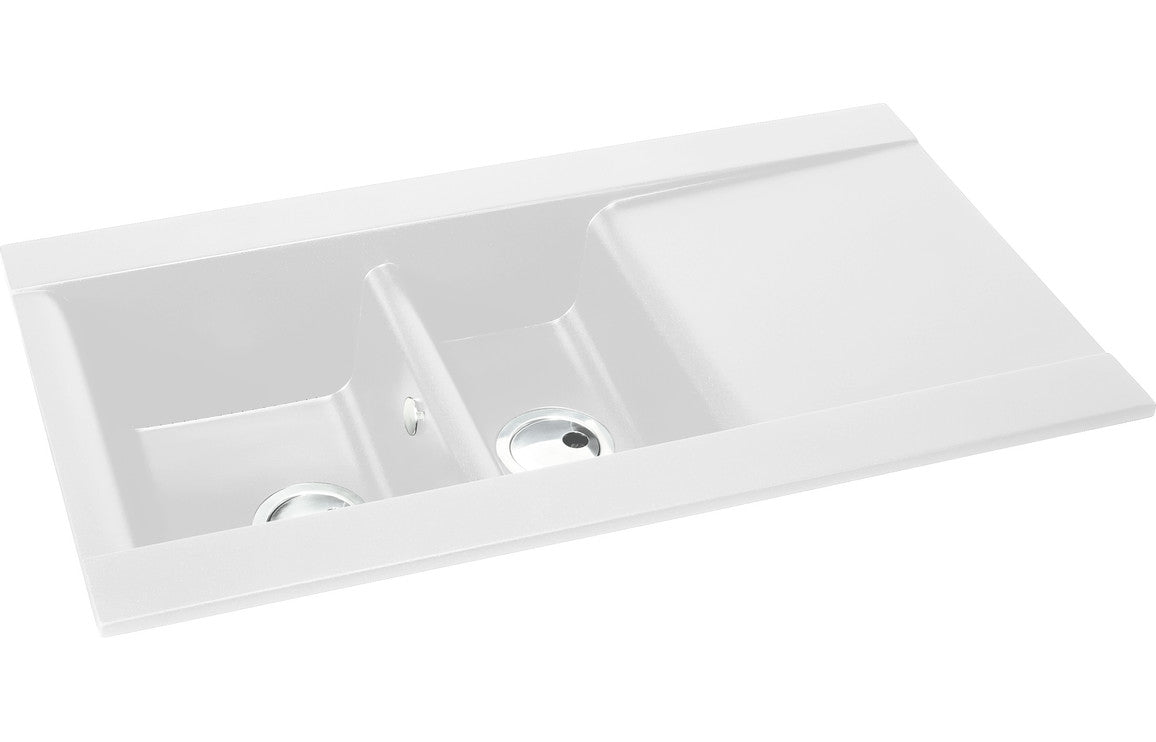 Abode Aspekt 1.5B & Drainer Granite Inset Sink - White