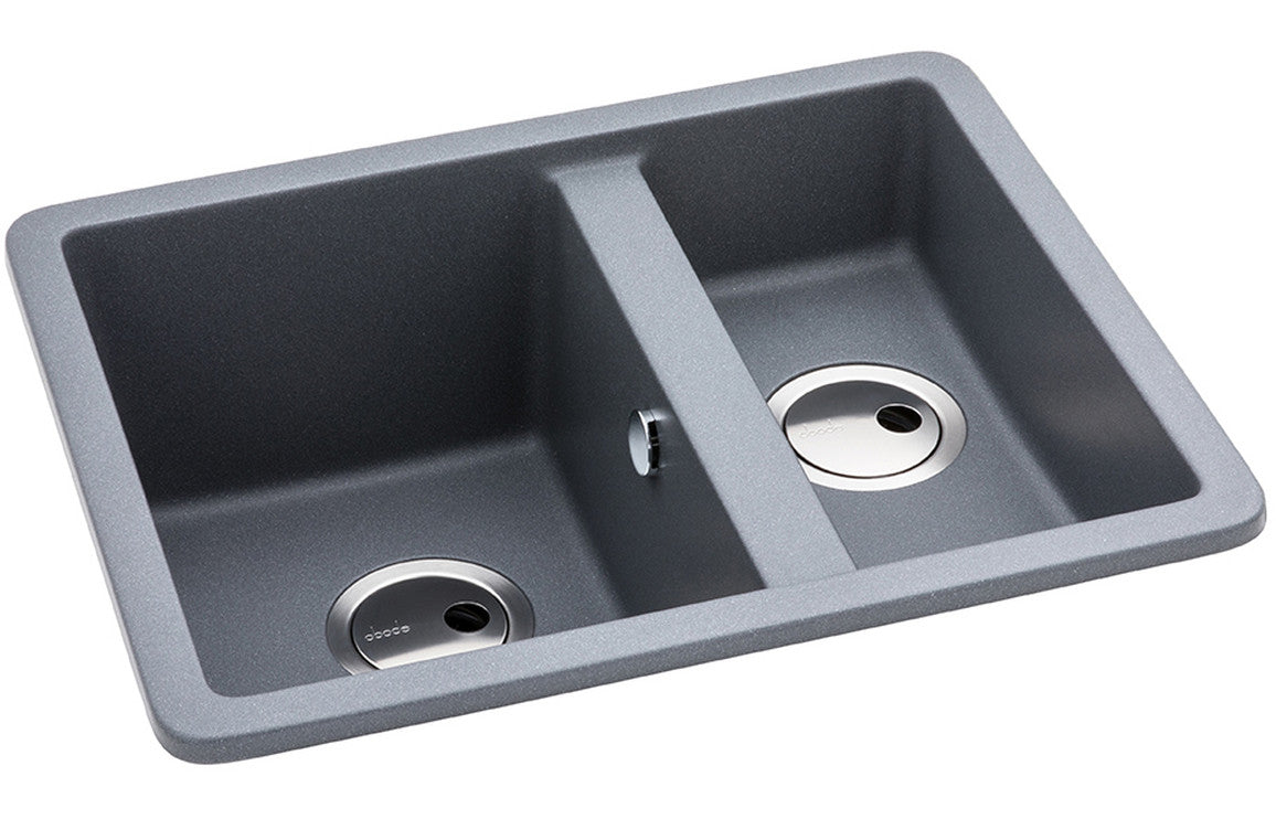 Abode Matrix Sq GR15 1.5B Granite Inset/Undermount Sink - Grey Metallic