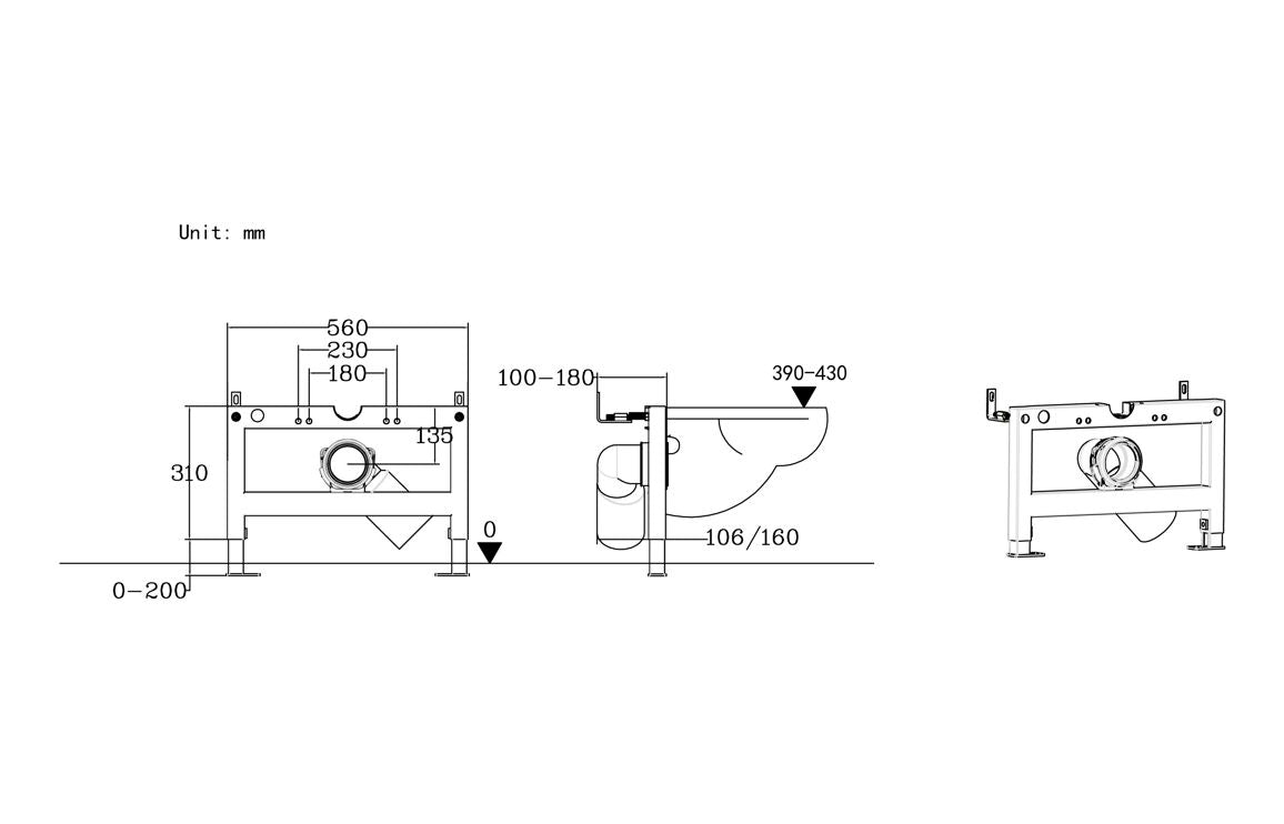 Wall Hung WC Frame (exc. Cistern)