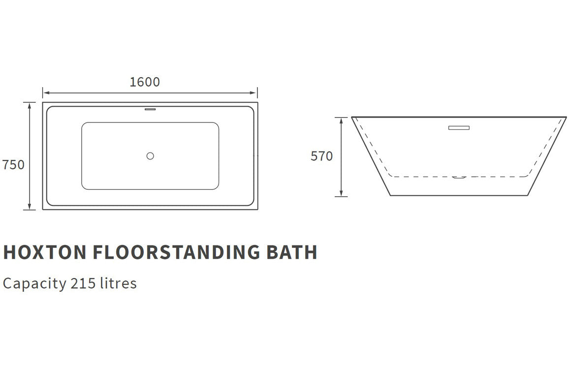 Huelva Freestanding 1600x750x570mm Bath