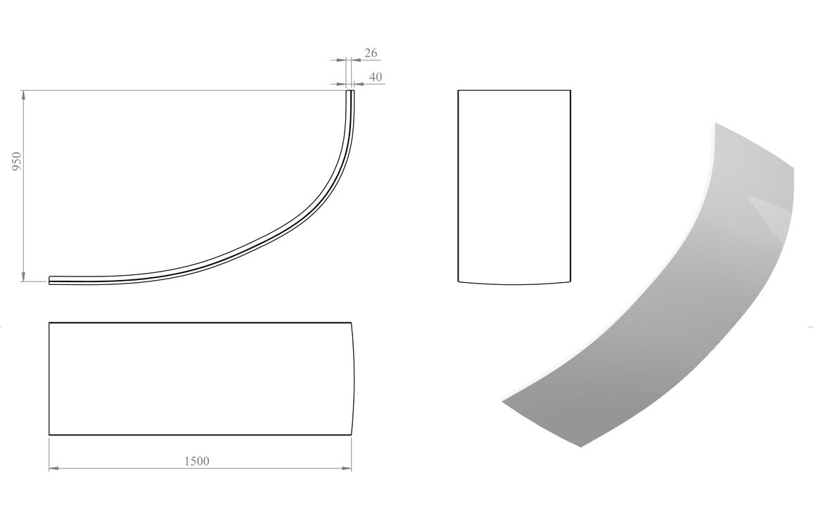 1500mm Offset Corner Bath Panel