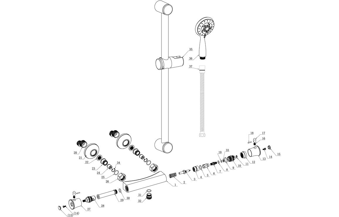 Torro Low Pressure Thermostatic Bar Mixer Shower - Chrome