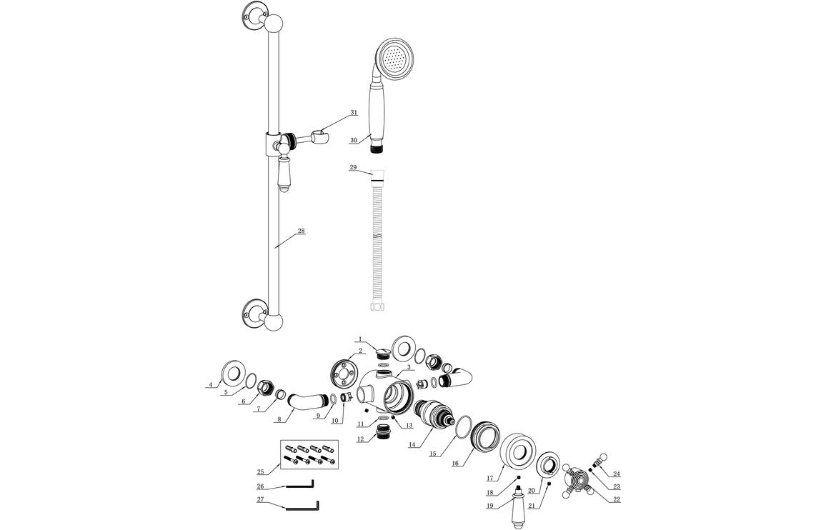 Benavente Shower Pack One - Concentric Single Outlet Shower Valve & Riser Kit - Chrome