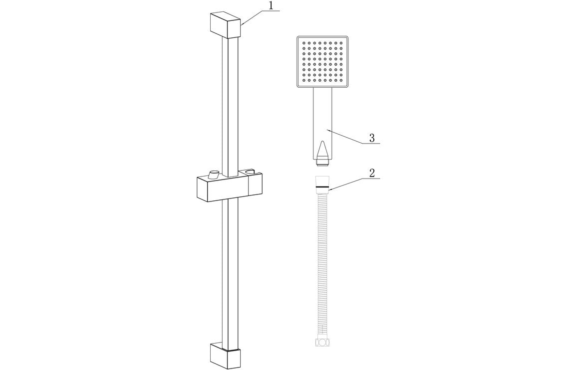 Square Slider Rail Kit & Single Mode Handset - Matt Black