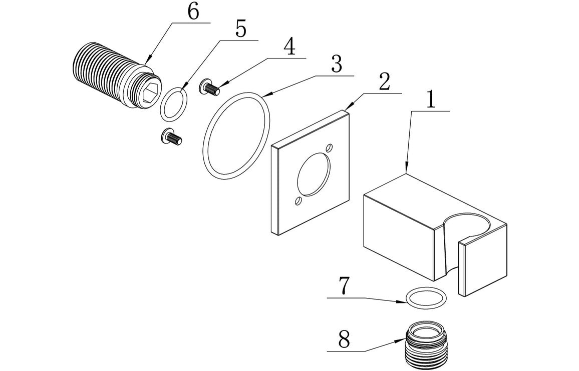 Handset Wall Bracket w/Wall Outlet - Square