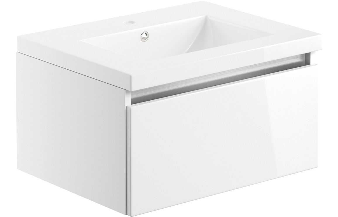 Carreno 615mm 1 Drawer Wall Hung Basin Unit Inc. Basin