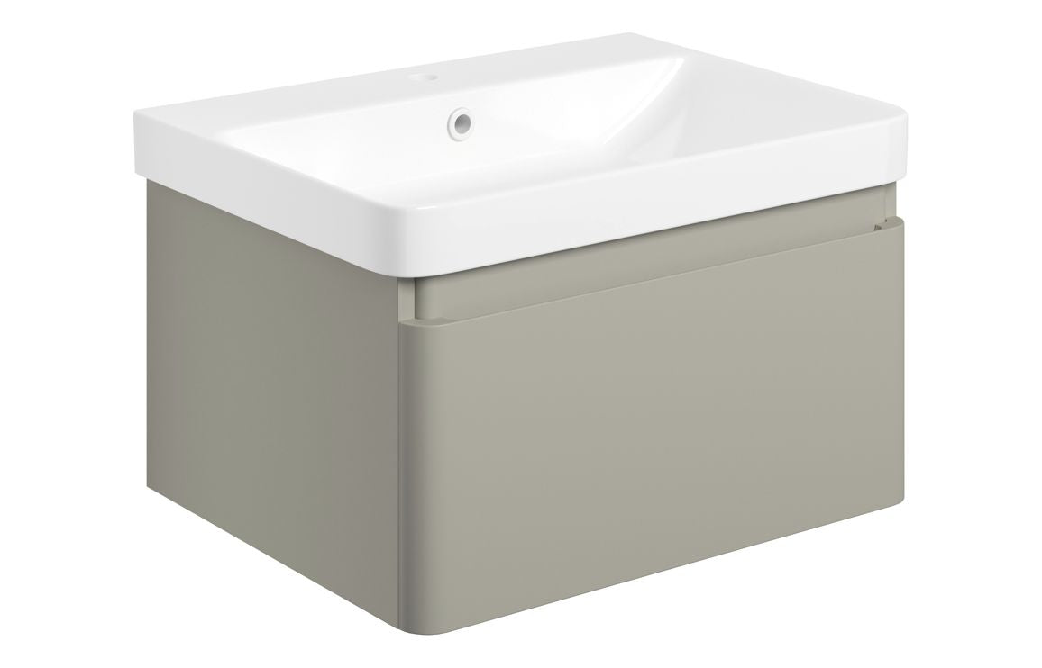 Caspe 605mm Wall Hung 1 Drawer Basin Unit & Basin