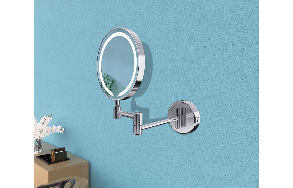 Fene Round LED Cosmetic Mirror - Chrome