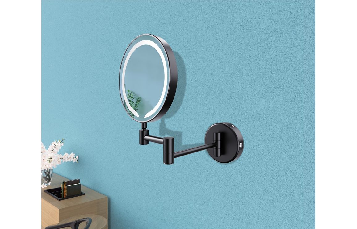 Fene Round LED Cosmetic Mirror - Black