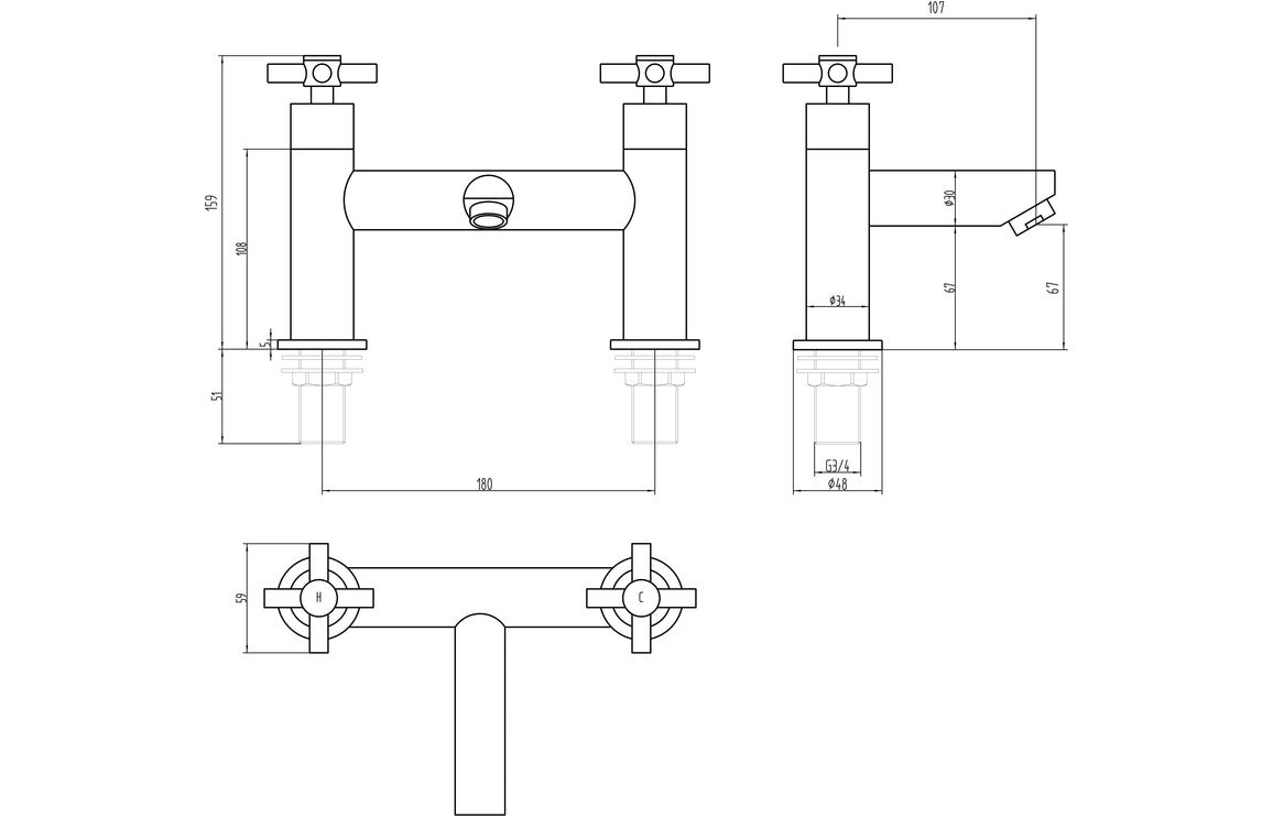 Oviedo Bath Filler - Chrome