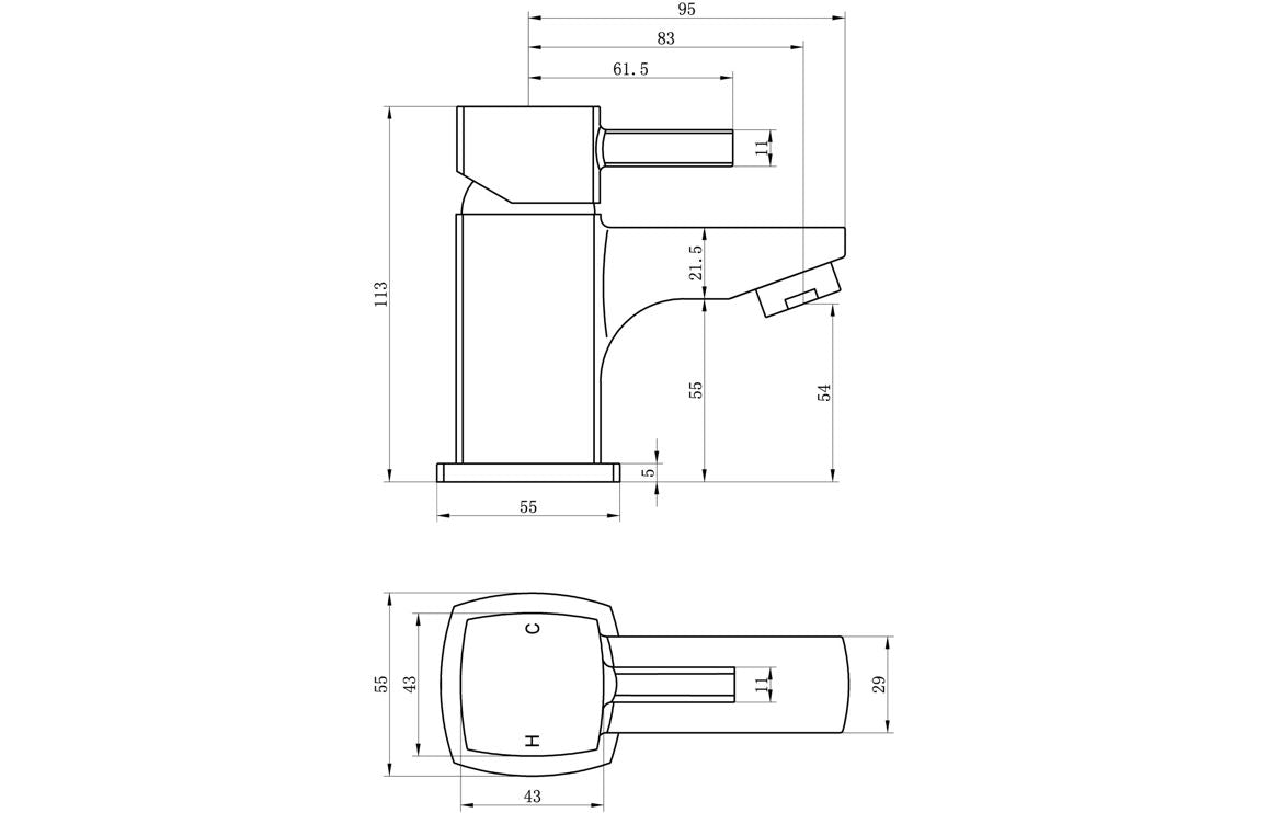 Novelda Cloakroom Basin Mixer - Chrome