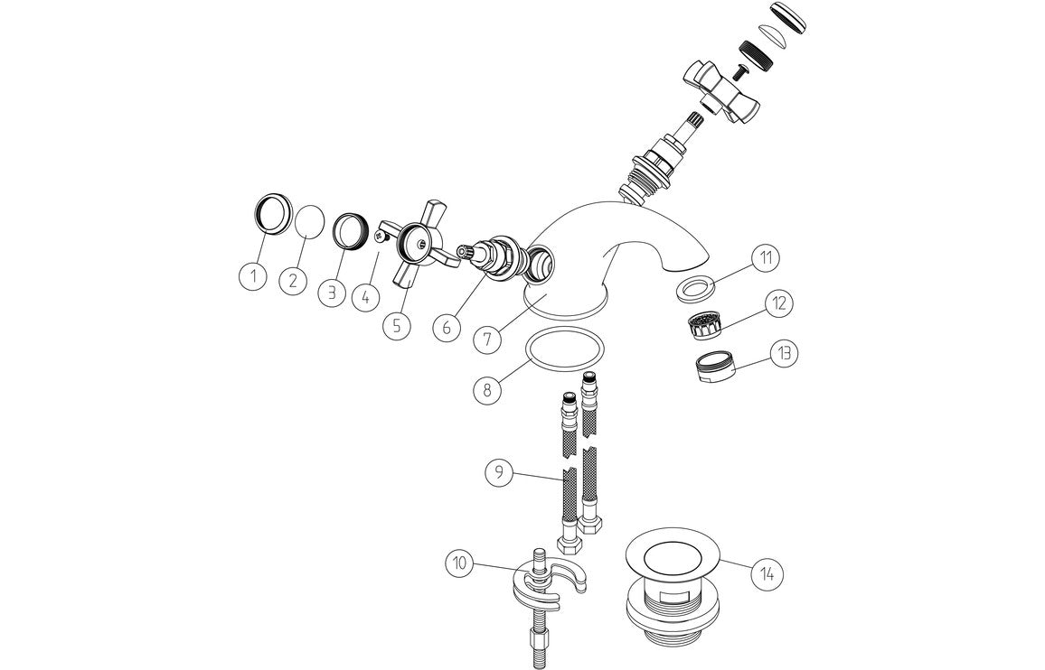 Calella Basin Mixer & Waste - Chrome