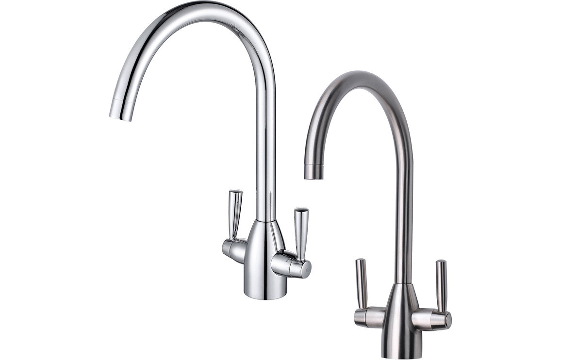 Prima Chelsea Dual Lever Mixer Tap - Brushed Steel