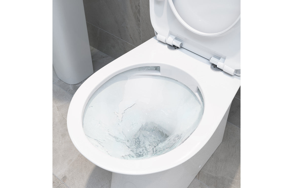 Sagunto Rimless Close Coupled Open Back WC & Soft Close Seat