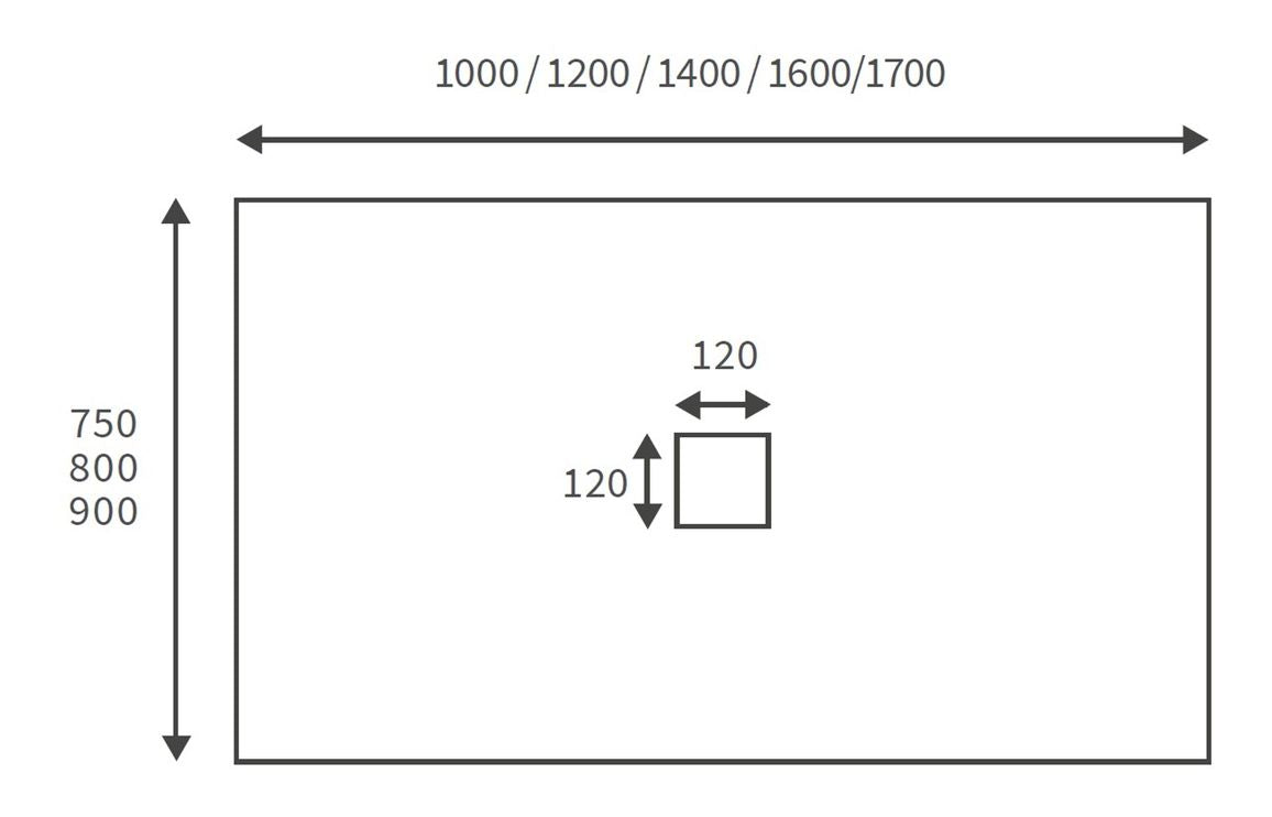 25mm 1000x800mm Slate Effect Ultra-Slim Rectangular Tray & Waste