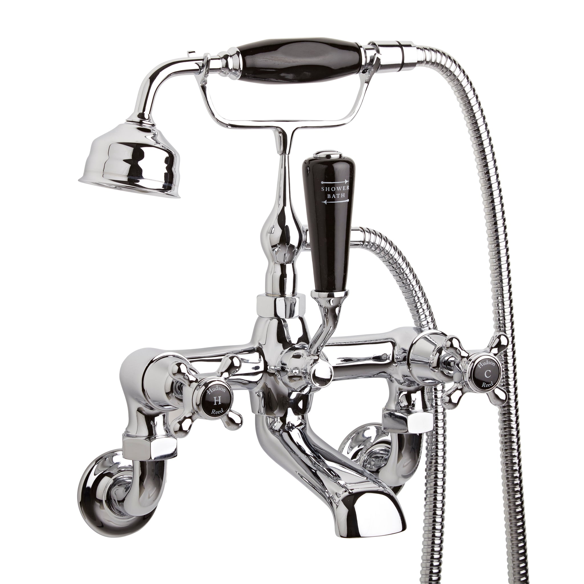 Hudson Reed Black Topaz With Crosshead Wall Mounted Bath Shower Mixer