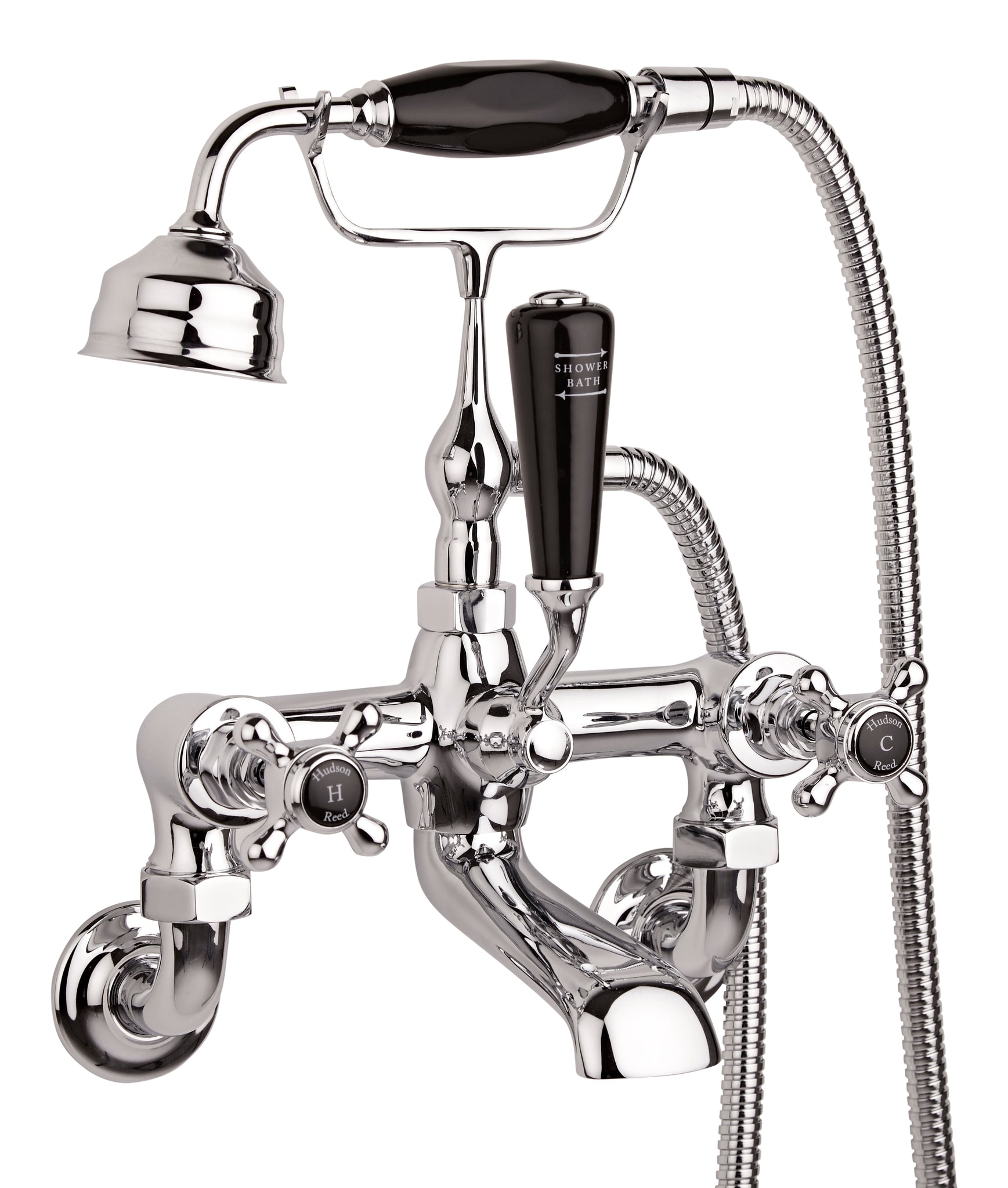 Hudson Reed Black Topaz With Crosshead Wall Mounted Bath Shower Mixer